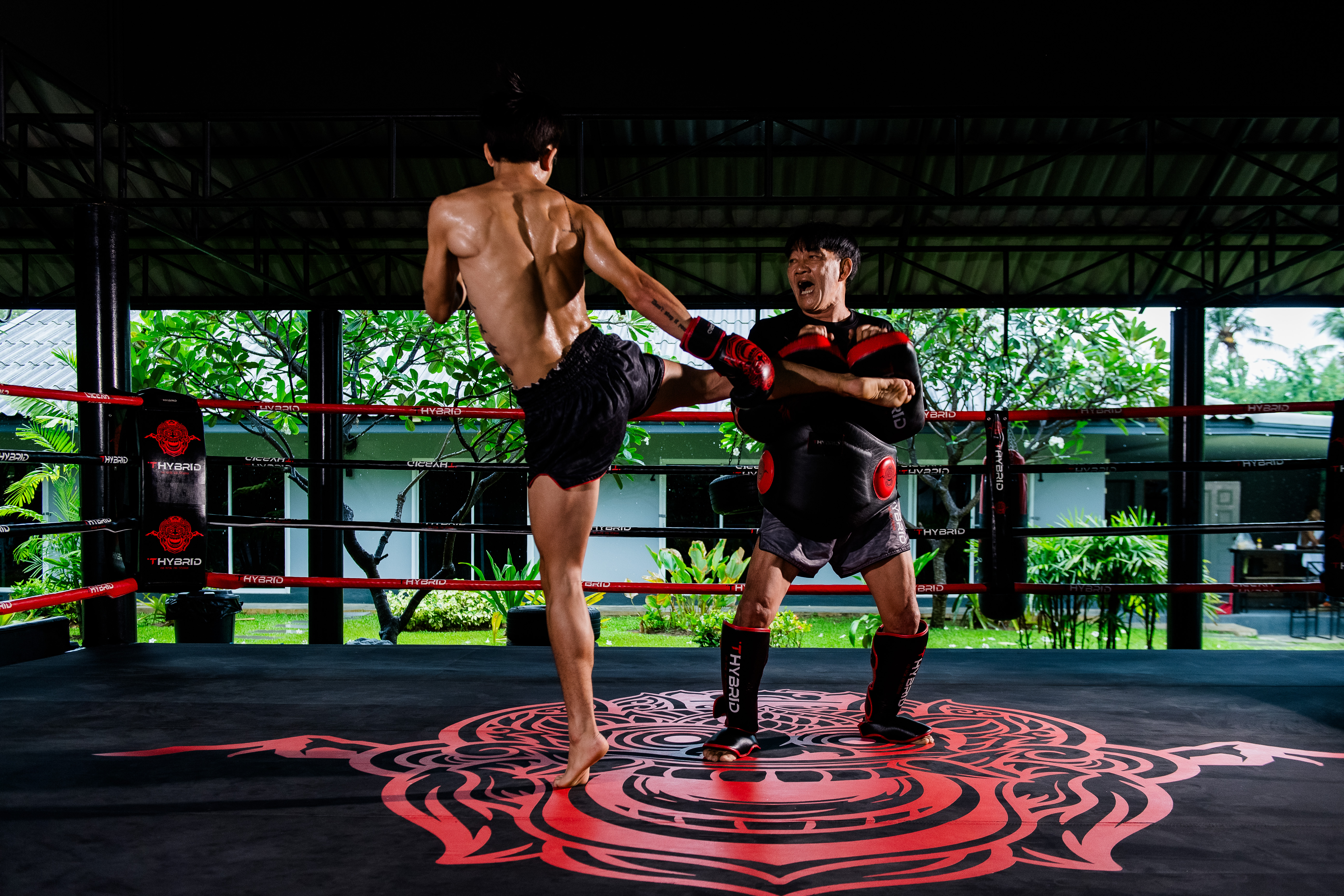 Muay Thai sparring session inside the boxing ring