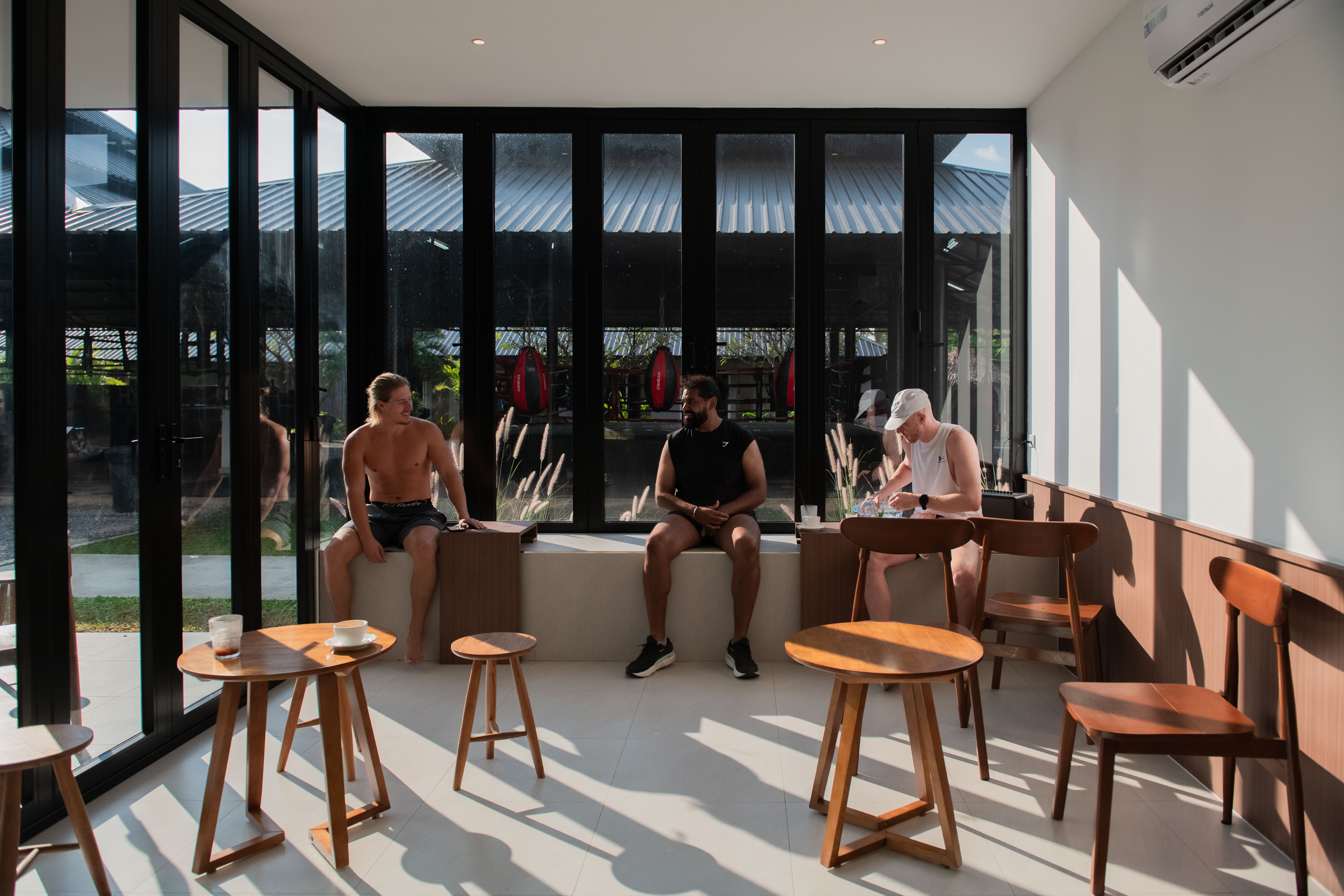 Guests seated inside Round One cafe