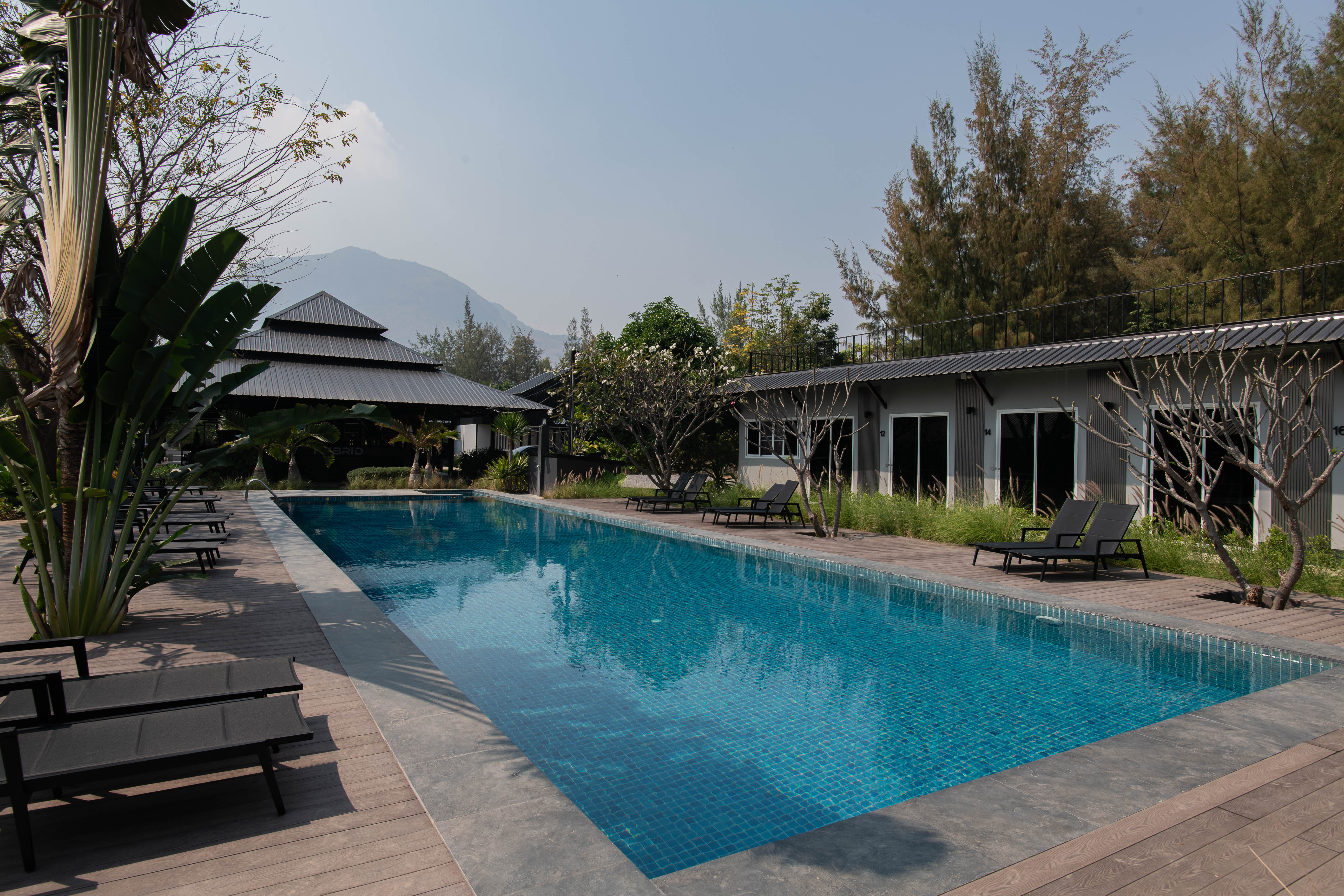 Loungers beside the pool area