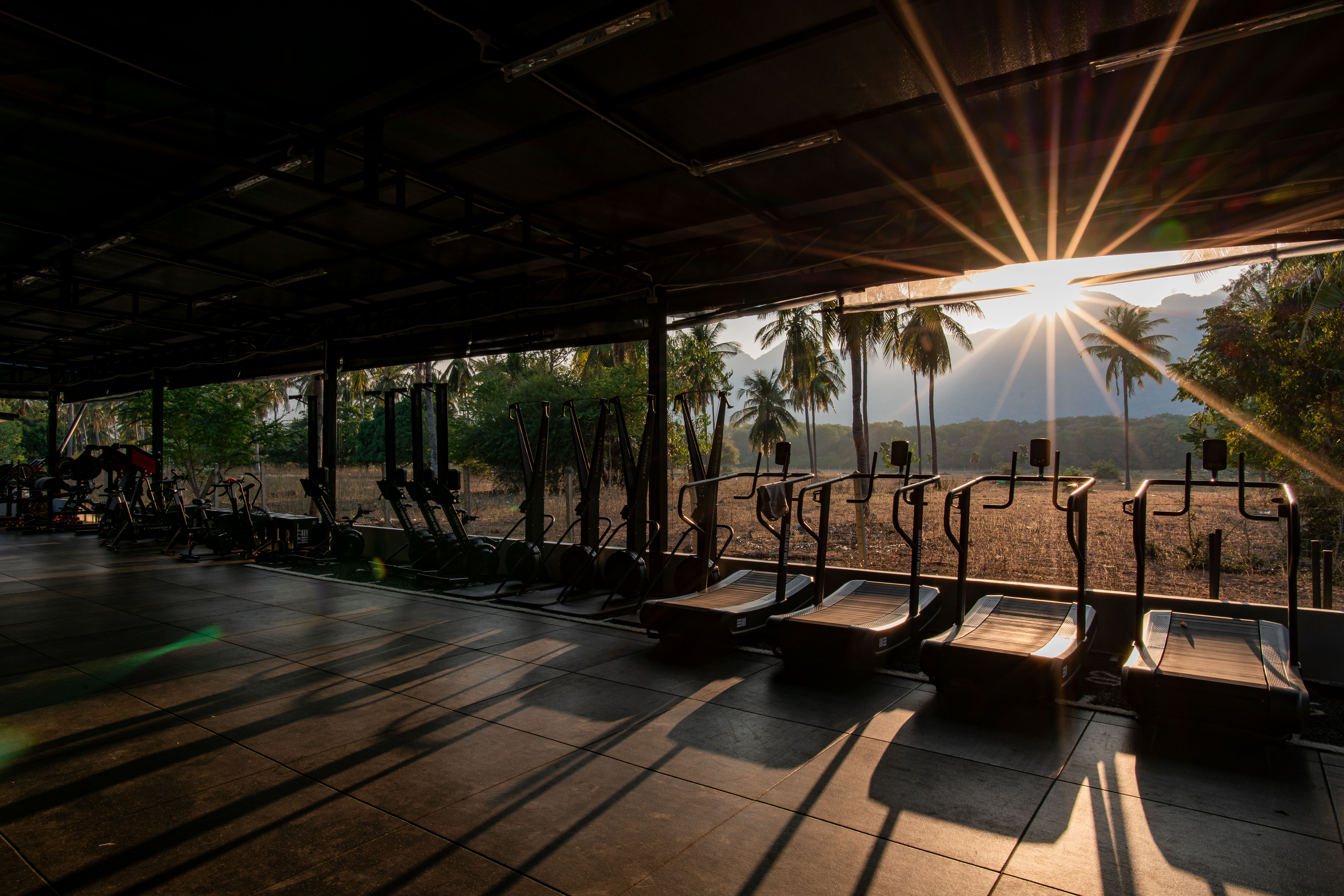 Sunset view from the open-air gym