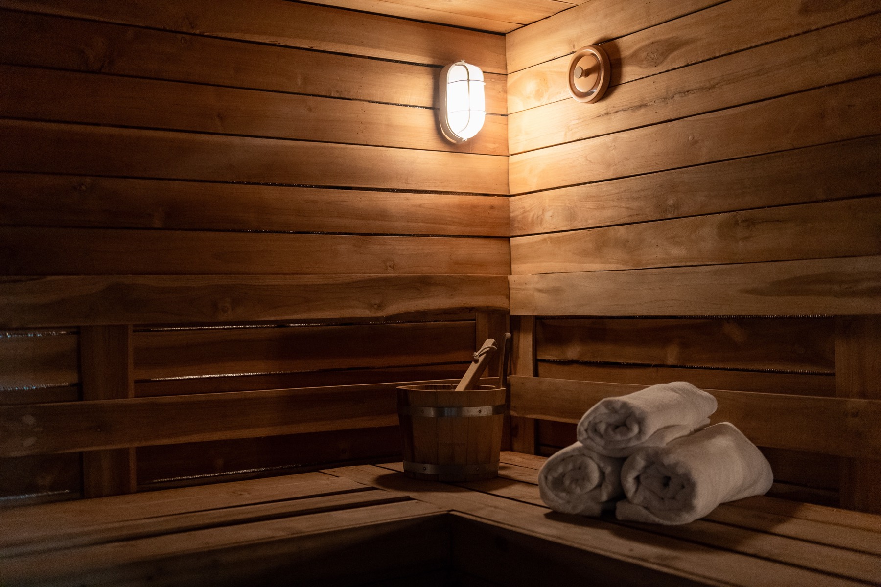 The on-site sauna, used after training sessions